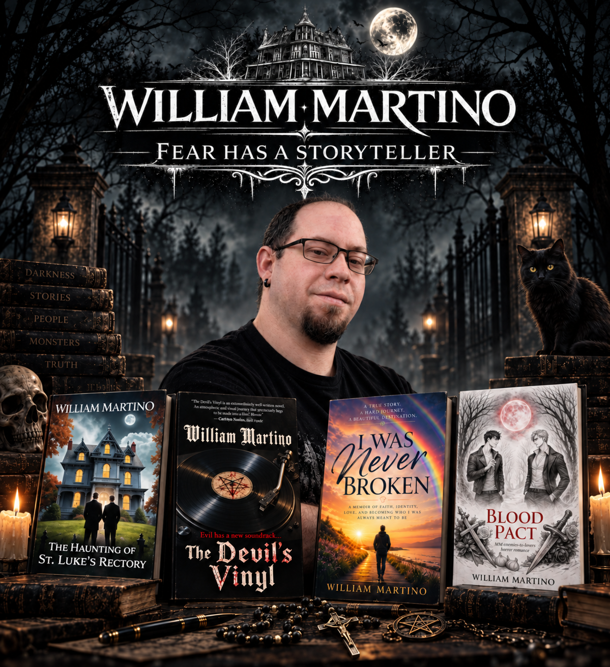 William Martino with logo and books